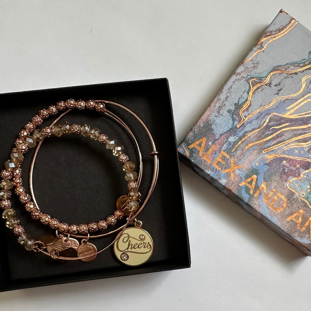 Alex & Ani "Cheers" Rose Gold 3 Piece Set